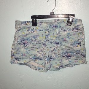 Blue Printed Jean Shorts
